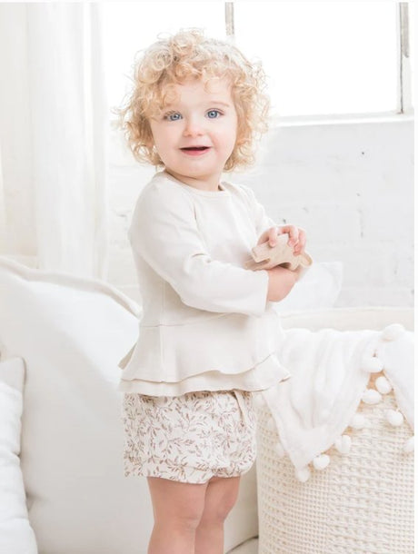 Edith Ruffle Hem Top Natural - Tadpole