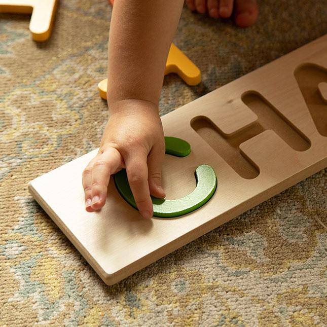 Fat Brain Wooden Personalized Name Puzzle - Tadpole