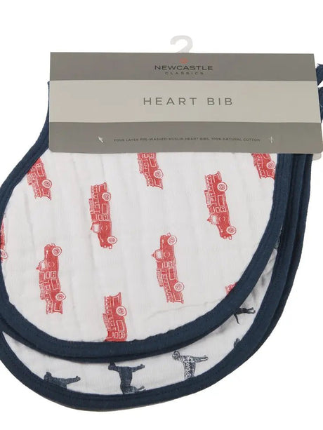 Fire Truck and Dalmatian Heart Bibs; Cotton - Set of 2 - Tadpole