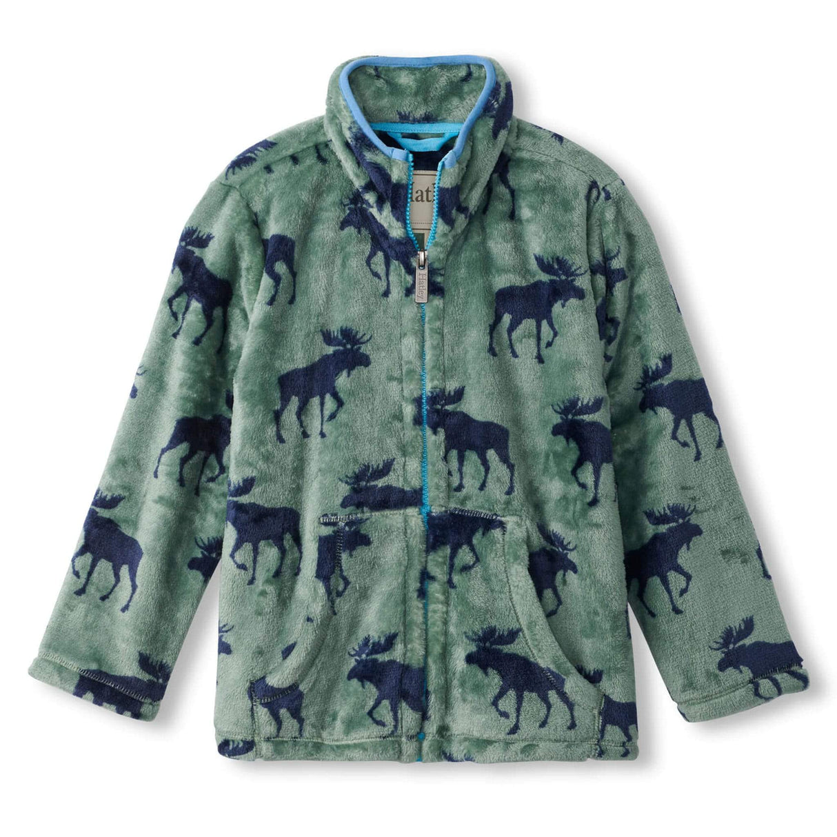 Forest Moose Fuzzy Fleece Zip Up - Tadpole