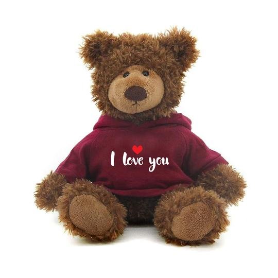 Frankie Bear 10" with Maroon I love You Hoodie - Tadpole