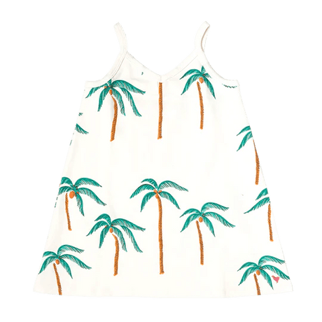 Girls Organic Kelby Dress - Cream Palm Trees - Tadpole