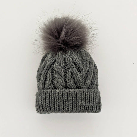 Grey Pop Pom Pom Beanie Hat - Tadpole