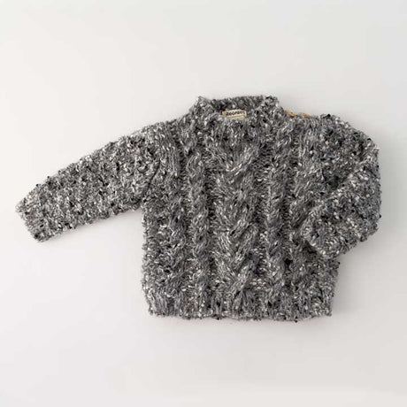 Grey Tweed Button Shoulder Sweater - Tadpole
