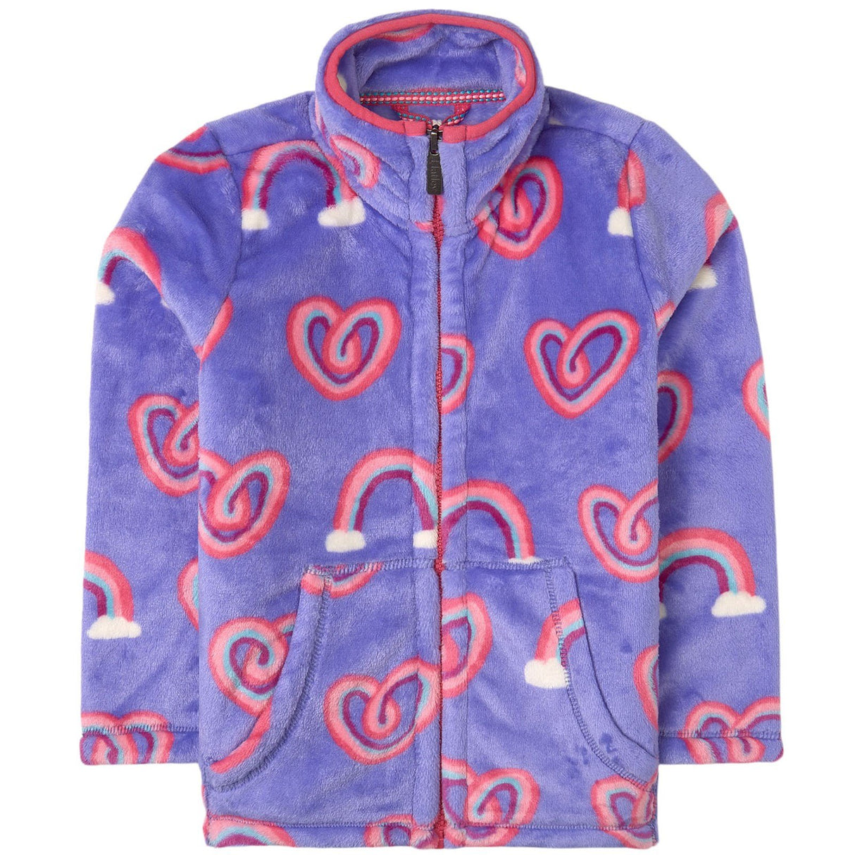 Hatley Twisty Rainbow Hearts Fuzzy Fleece Zip up - Tadpole