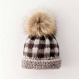 Huggalugs Grey Buffalo Check Pom Pom Beanie Hat - Tadpole
