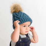 Huggalugs Slate Blue Pop Pom Pom Beanie Hat - Tadpole