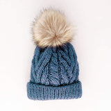 Huggalugs Slate Blue Pop Pom Pom Beanie Hat - Tadpole