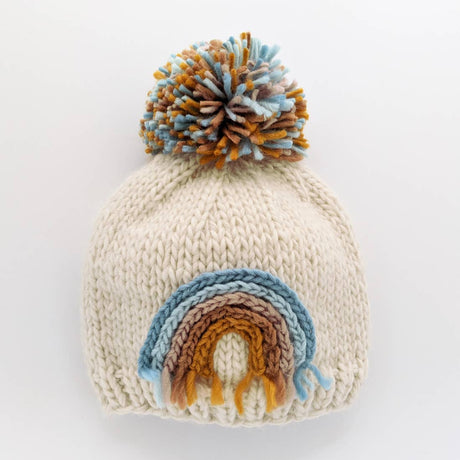 Huggalugs Teal Rainbow Knit Beanie Hat - Tadpole