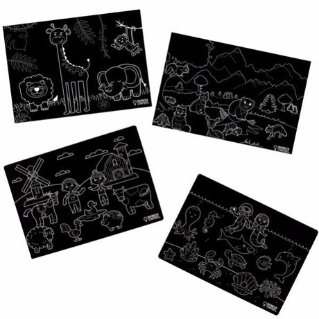 Imagination Starters Chalkboard Animals Placemat - Set of 4 - Tadpole