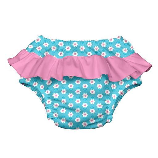 iPlay Ruffle Swimsuit Diaper - Aqua Daisy - Tadpole