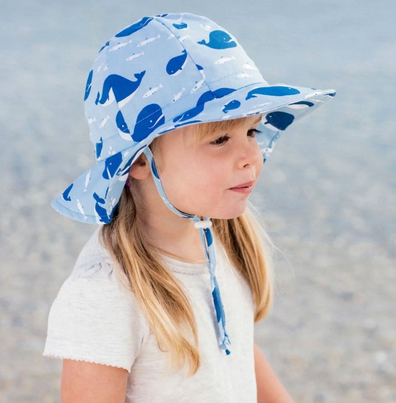 Jan & Jul Grow-With-Me Sun Hat Blue Whale - Tadpole