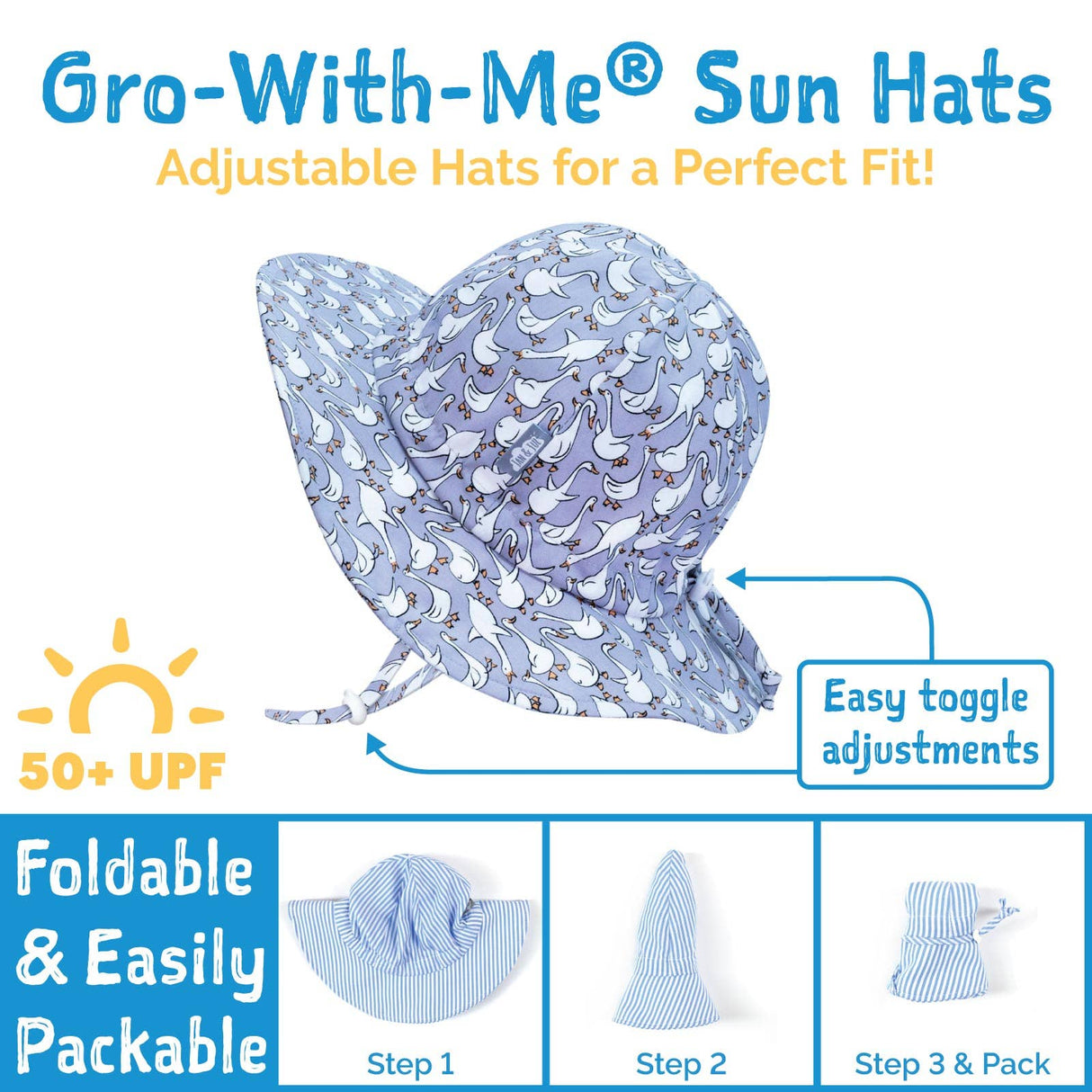 Jan & Jul Grow-With-Me Sun Hat Purple Daisy - Tadpole