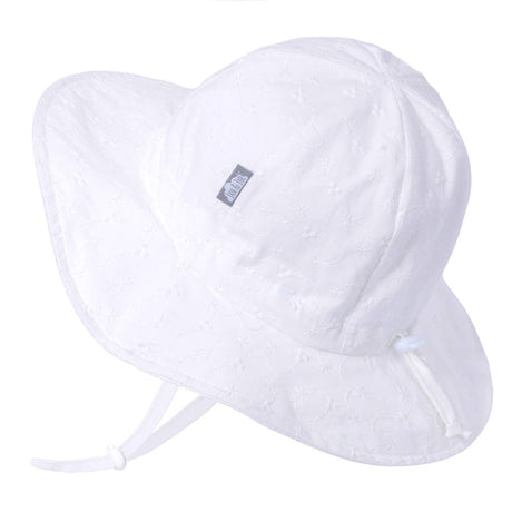 Jan & Jul Grow-With-Me Sun Hat White Eyelet - Tadpole