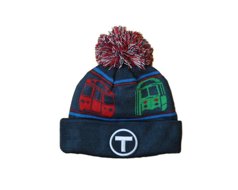 Kids Boston MBTA Winter Pom Pom Hat - Tadpole