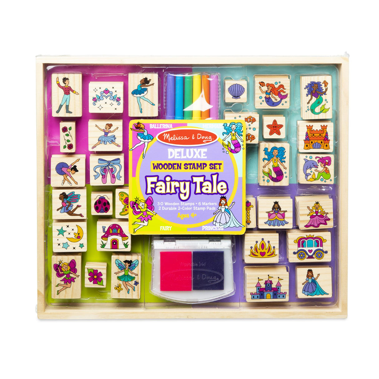 Melissa & Doug Deluxe Wooden Stamp Set - Fairy Tale - Tadpole