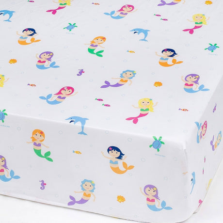 Mermaids Microfiber Fitted Crib Sheet - Tadpole