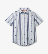 Nautical Whales Short Sleeve Button Down Shirt - Tadpole