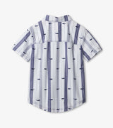 Nautical Whales Short Sleeve Button Down Shirt - Tadpole