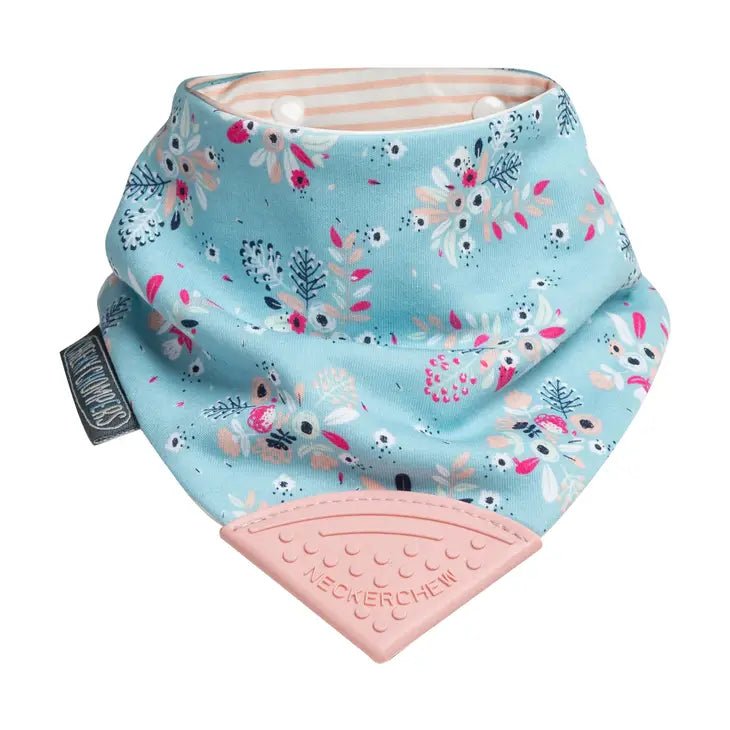 Neckerchew Teething Dribble Bib Botanical Bloom Teether - Tadpole