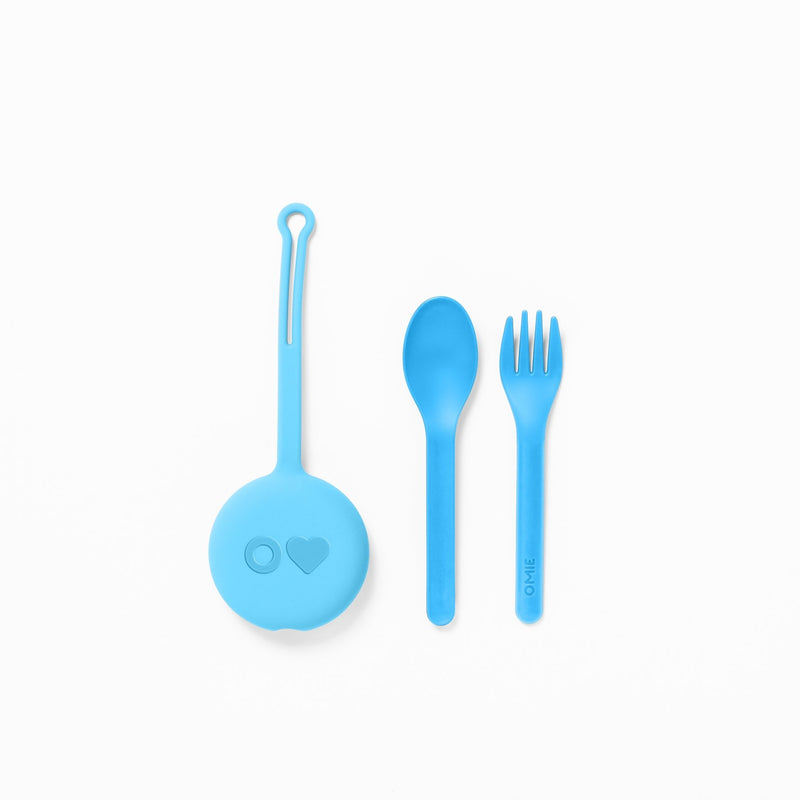  OmieBox Kids Utensils Set with Case - 2 Piece Plastic, Reusable  Fork and Spoon Silverware with Pod for Kids (Bubble Pink) : Baby
