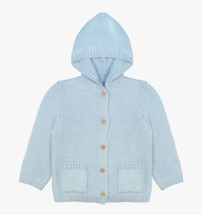 Organic Knit Hooded Sweater in Sky Blue - Tadpole