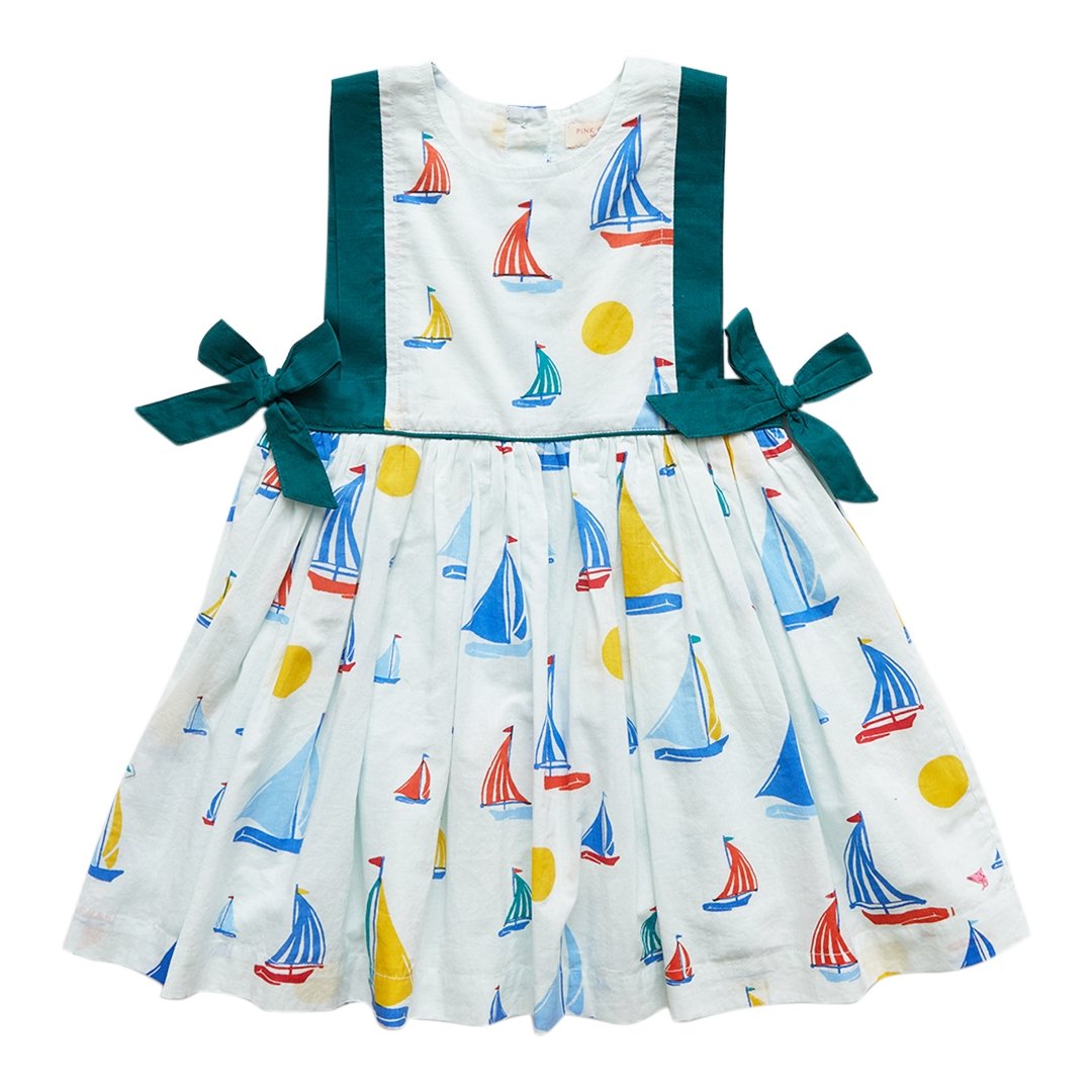 Pink Chicken Amy Dress - Sailboats - Tadpole