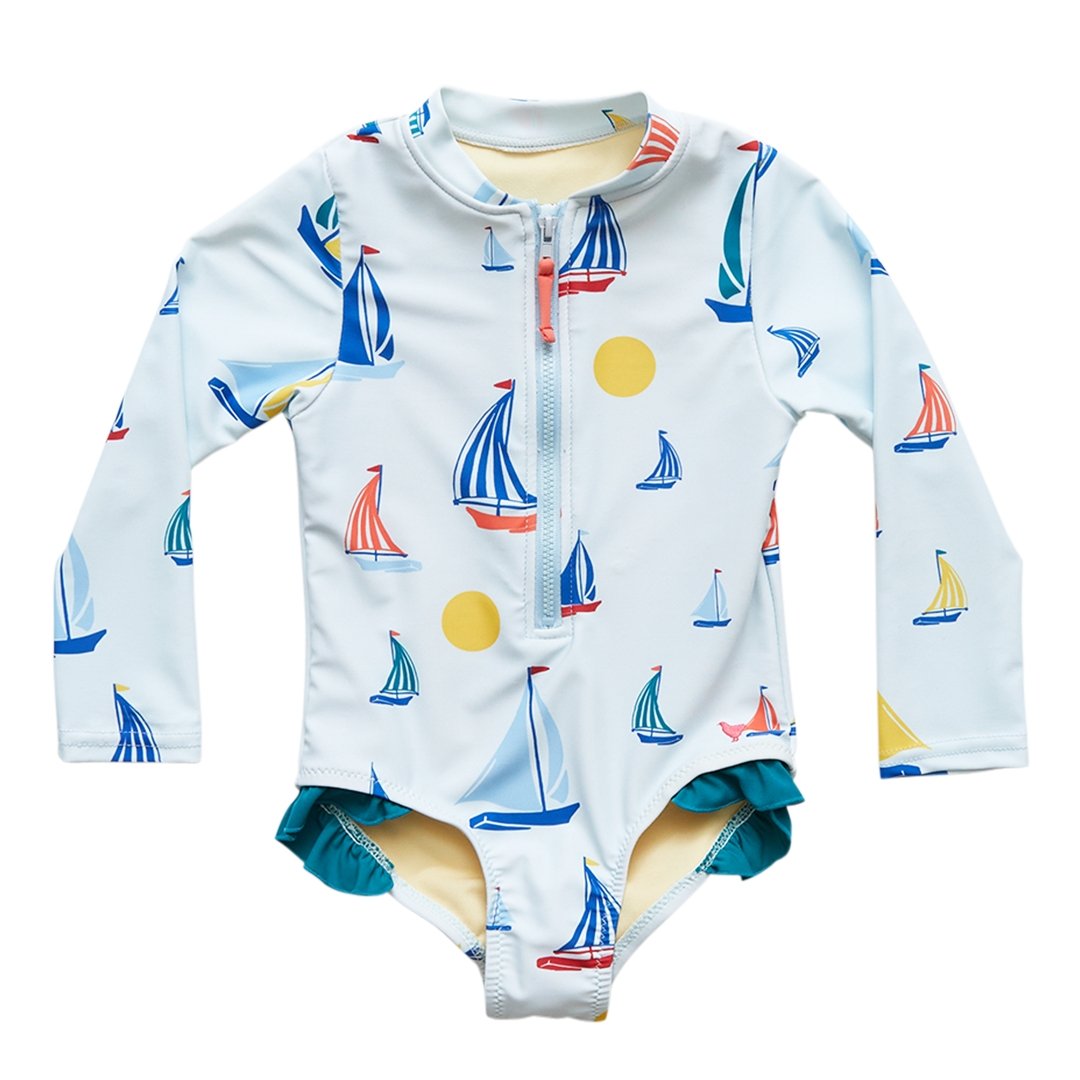 Pink Chicken Arden Swimsuit - Sailboats - Tadpole