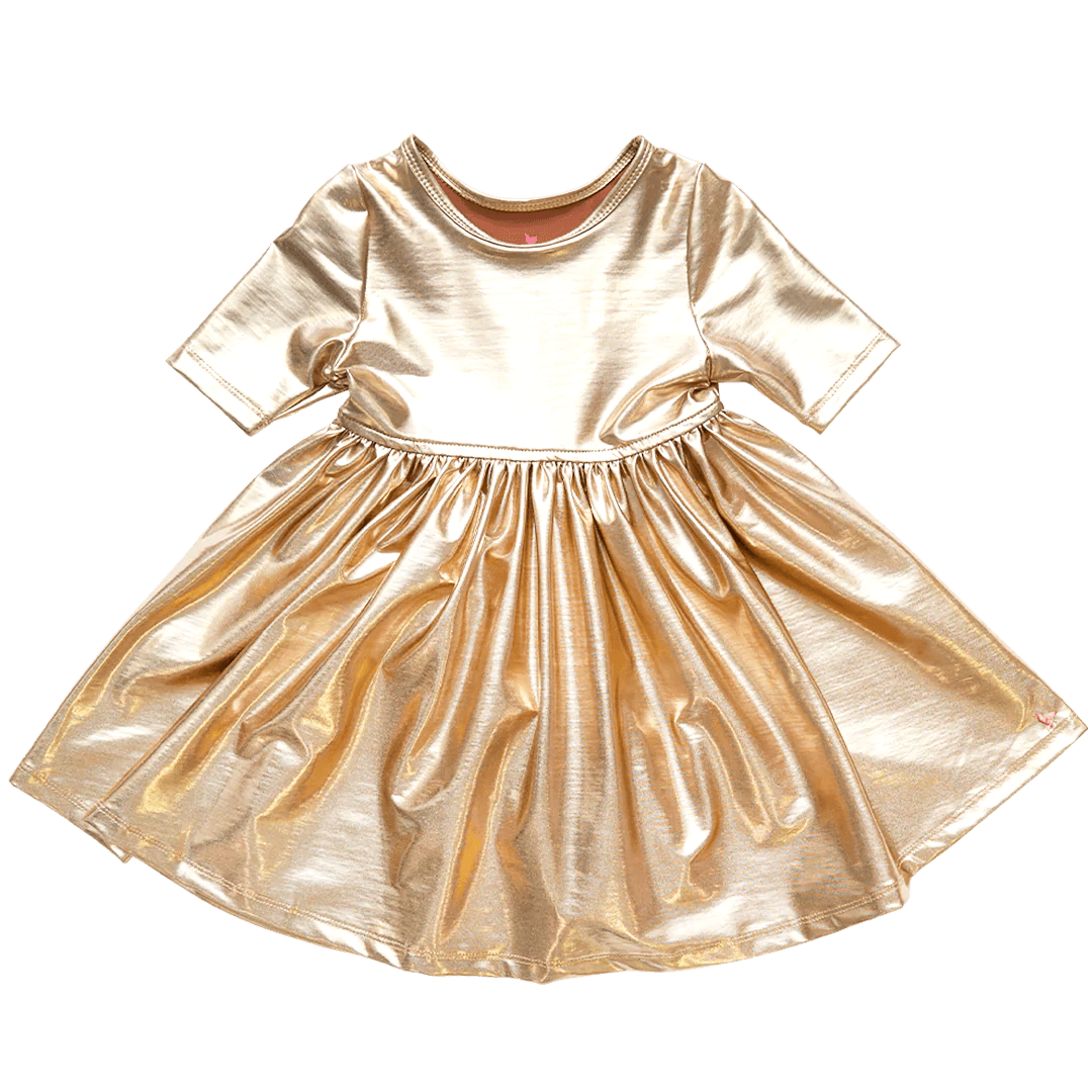 Pink Chicken Girls Steph Dress - Gold Lamé - Tadpole