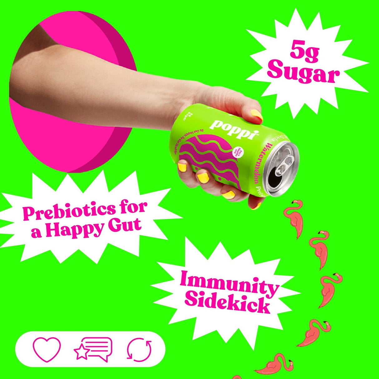 poppi, Watermelon, A Healthy Sparkling Prebiotic Soda - Tadpole