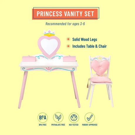 Princess Vanity Table & Chair Set - White - Tadpole