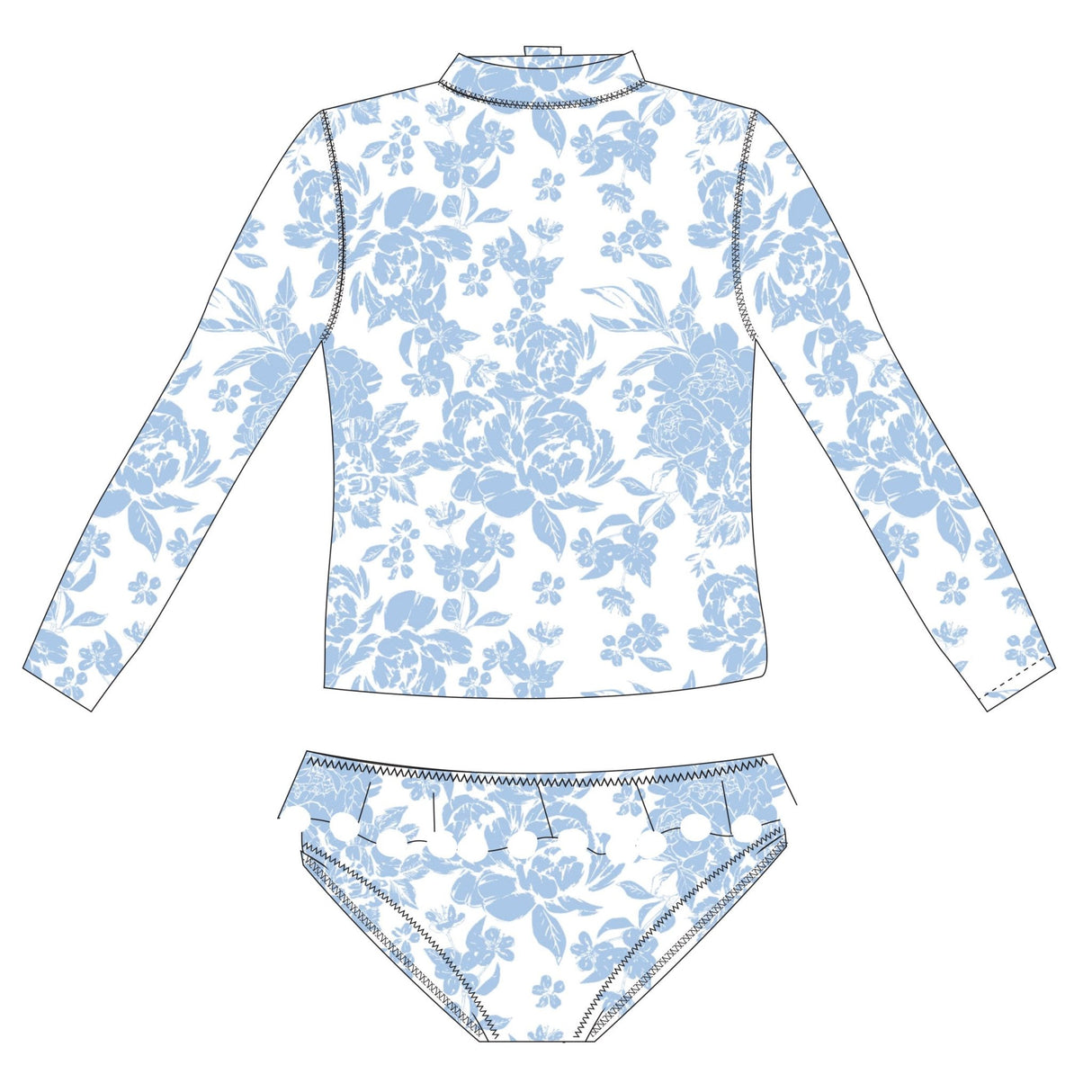 Rashguard set - blue bouquet - Tadpole