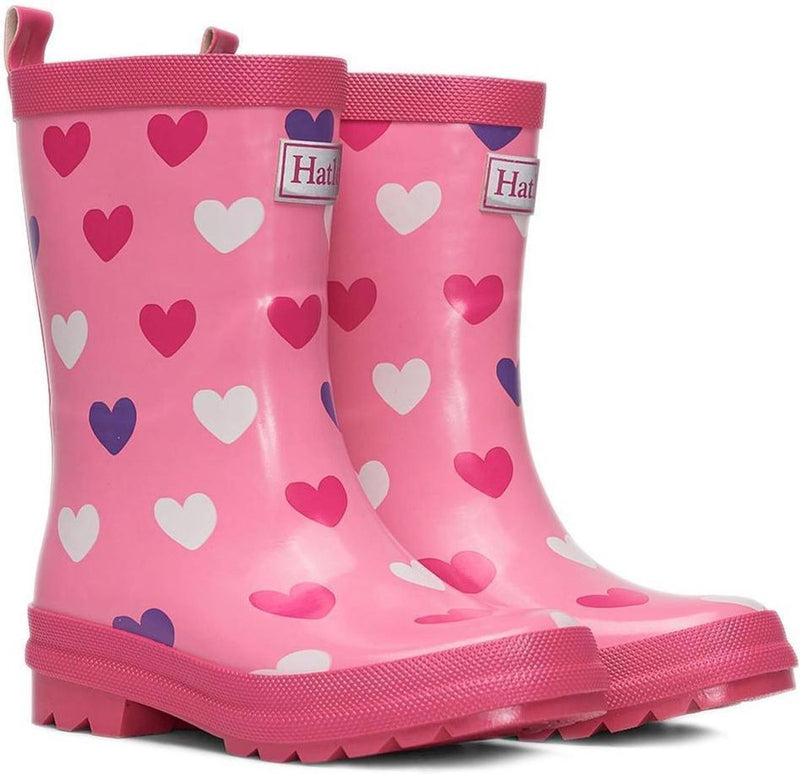 Scattered Hearts Shiny Rain Boots - Tadpole