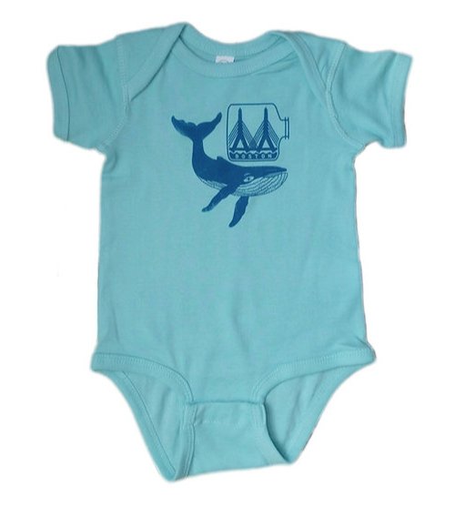 Sidetrack Products Boston Whale Onesie - Chill Blue - Tadpole