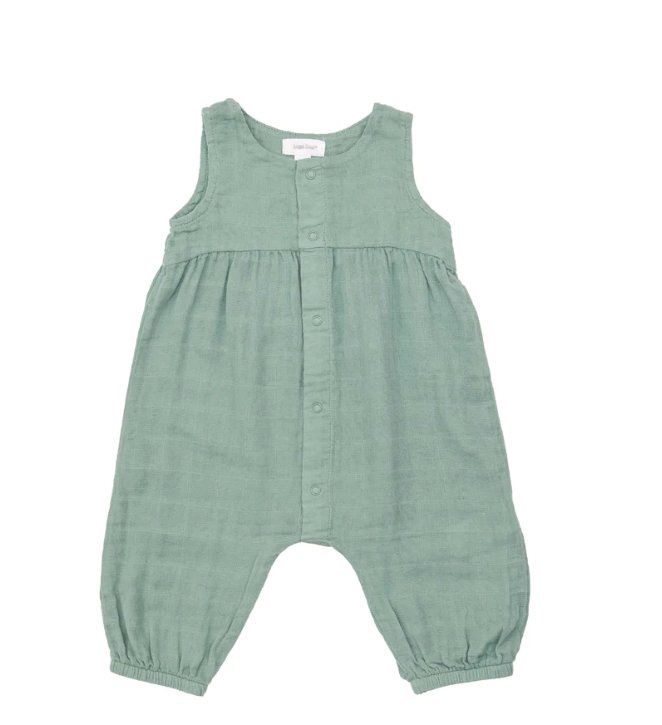 SOLID MUSLIN FERN Snap Front Romper - Tadpole