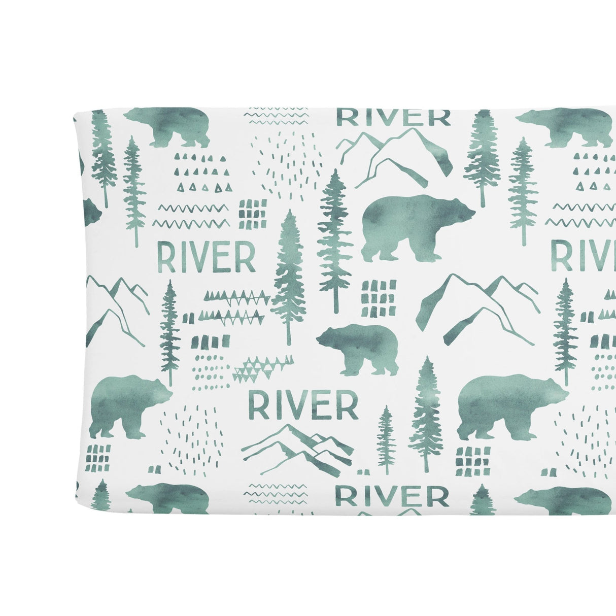 Sugar + Maple Changing Pad Cover - Woodland Green - Tadpole