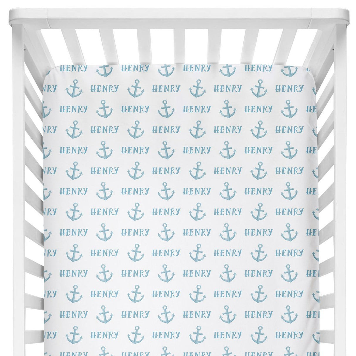 Sugar + Maple Crib Sheet - Anchor Blue - Tadpole