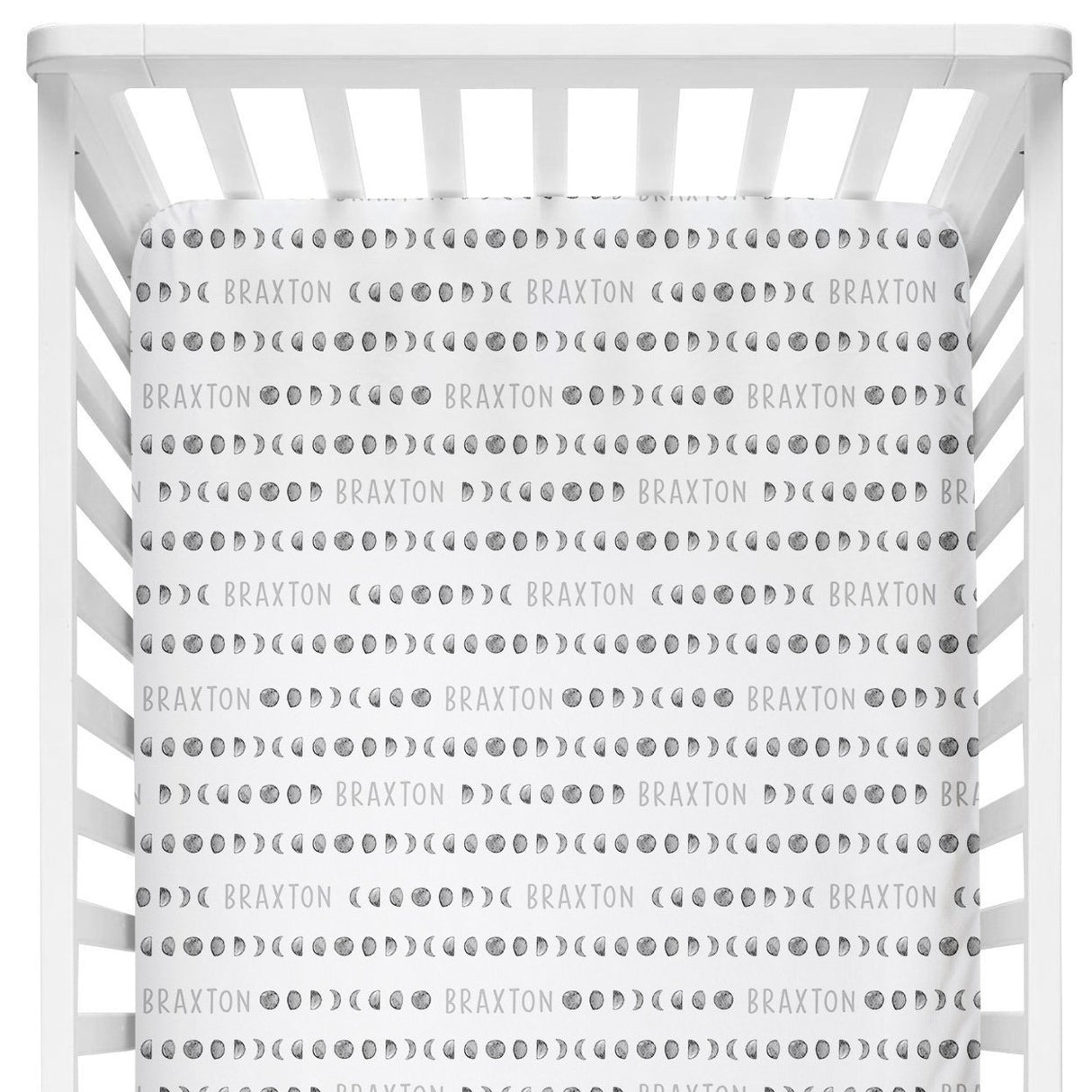 Sugar + Maple Crib Sheet - Moon Phases - Tadpole