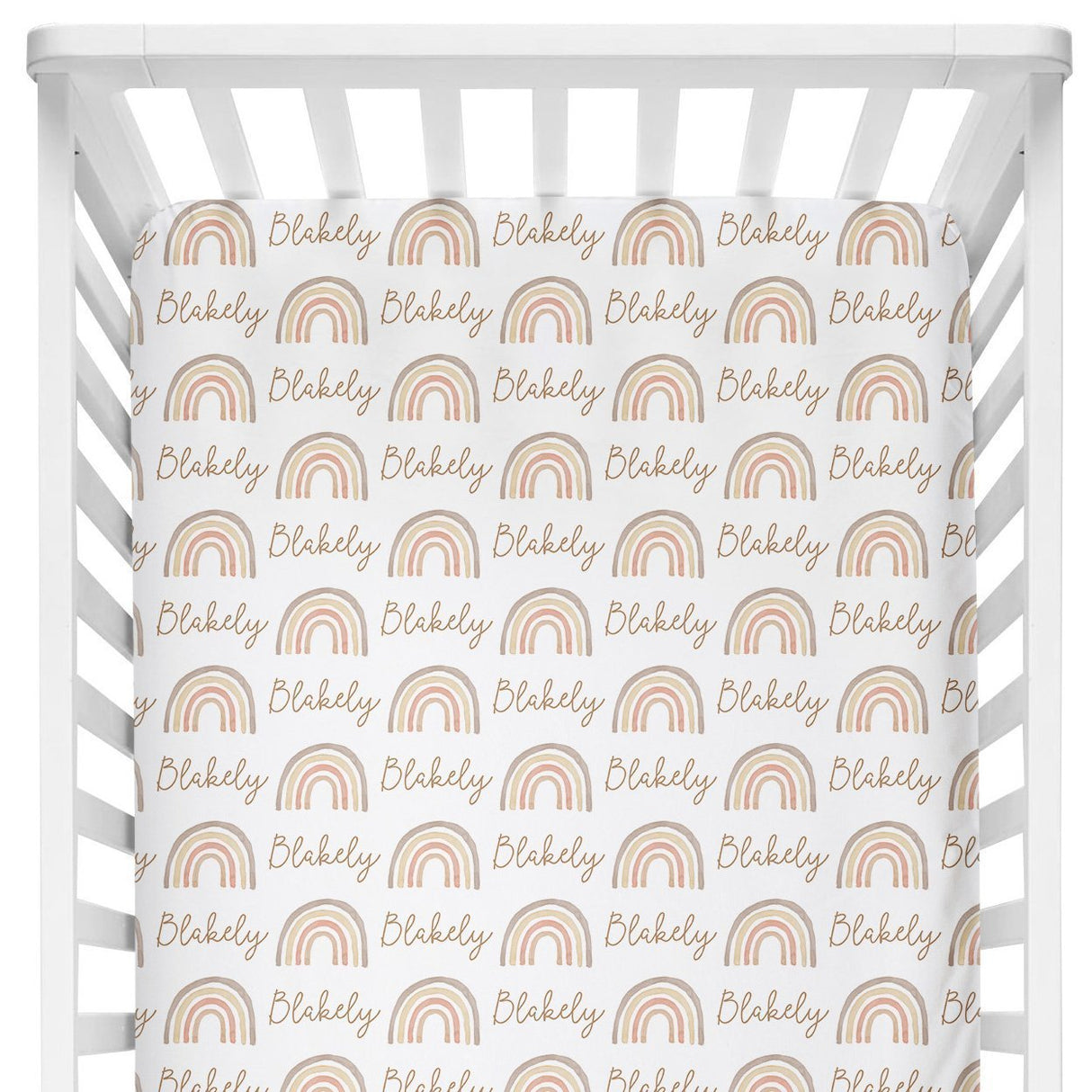 Sugar + Maple Crib Sheet - Rainbow Neutral - Tadpole