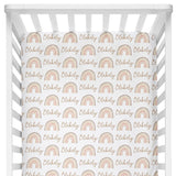 Sugar + Maple Crib Sheet - Rainbow Neutral - Tadpole