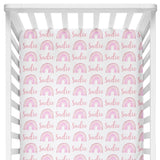 Sugar + Maple Crib Sheet - Rainbow Pink - Tadpole