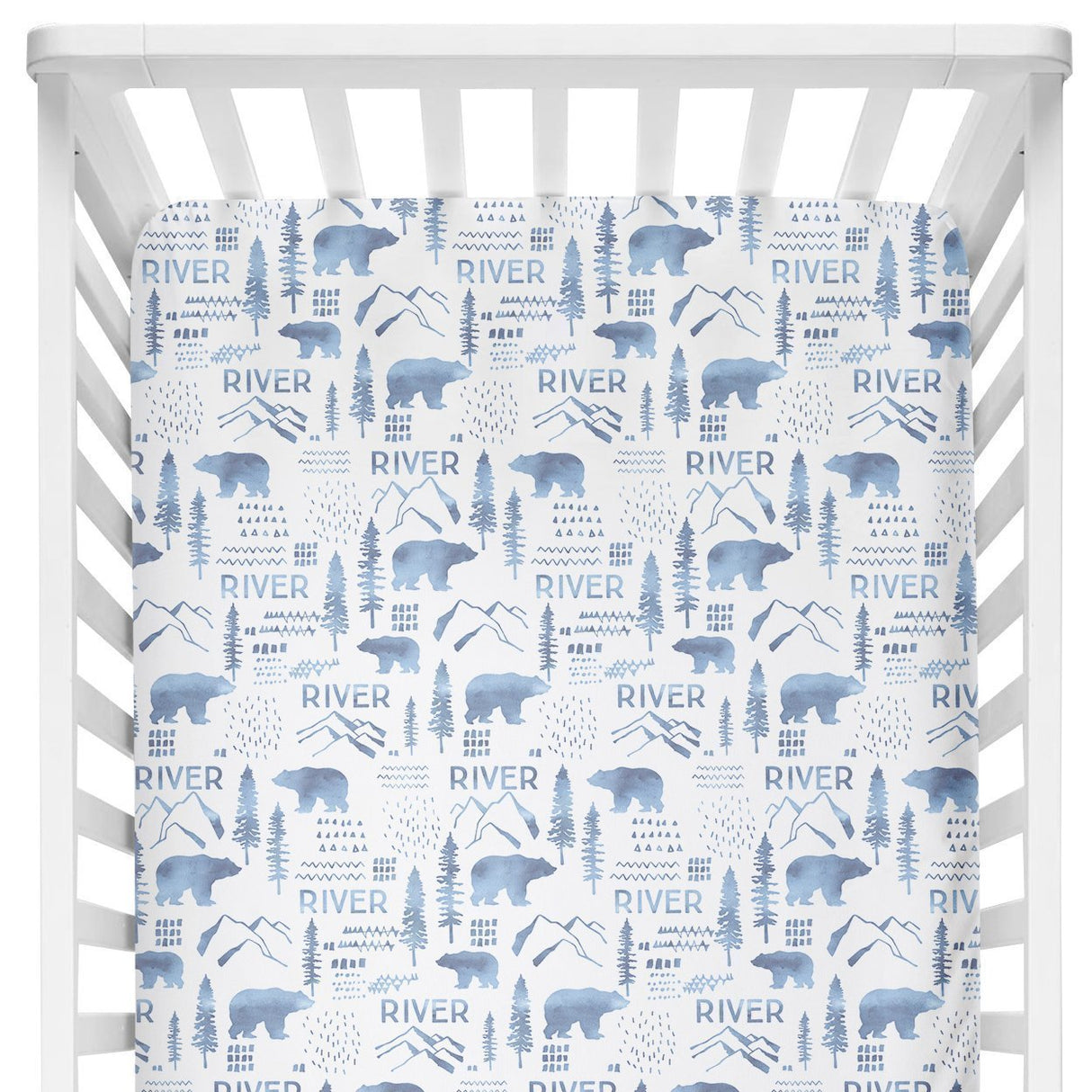 Sugar + Maple Crib Sheet - Woodland Blue - Tadpole