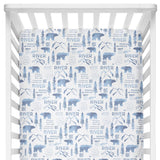 Sugar + Maple Crib Sheet - Woodland Blue - Tadpole