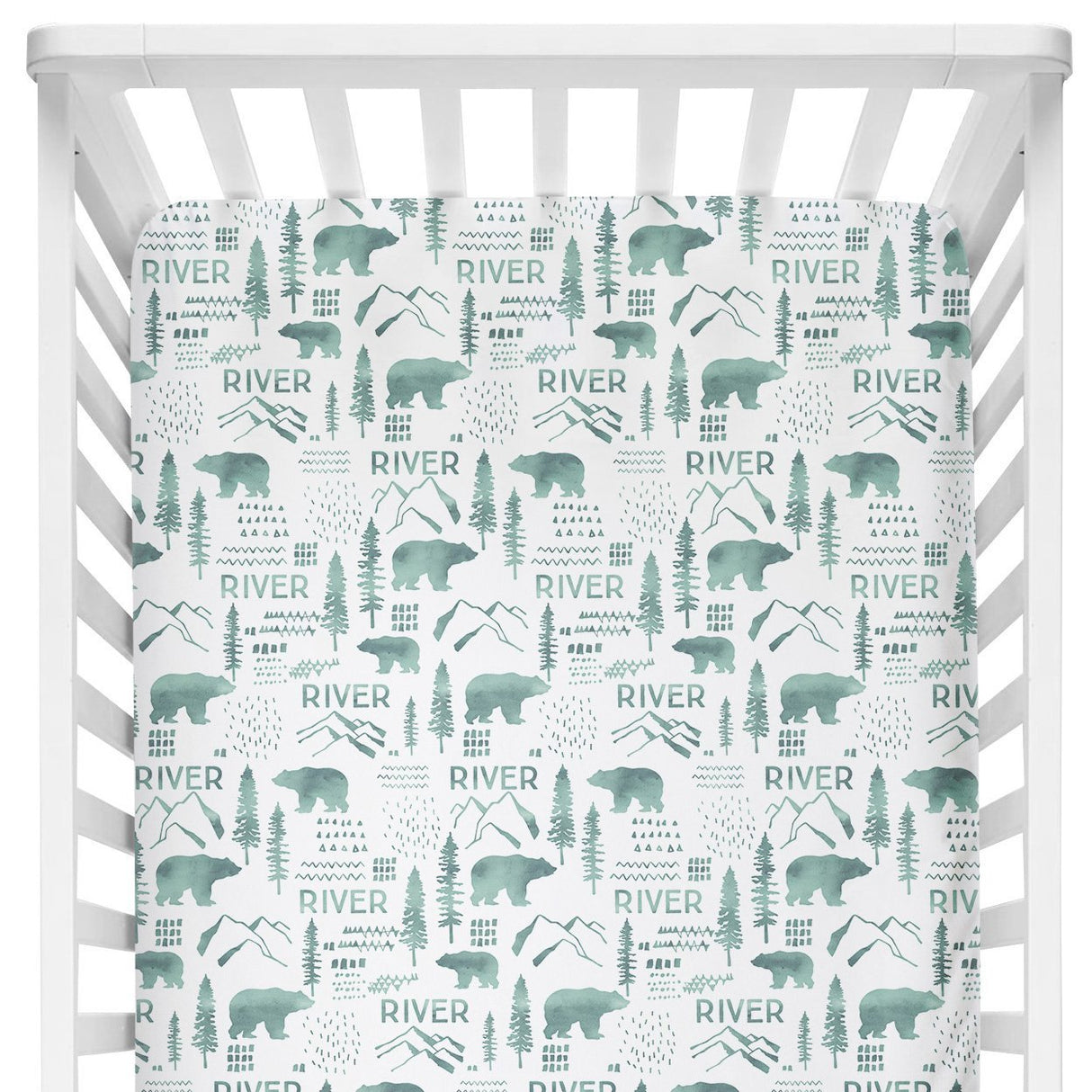 Sugar + Maple Crib Sheet - Woodland Green - Tadpole