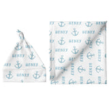 Sugar + Maple Large Blanket & Hat Set - Anchor Blue - Tadpole