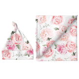 Sugar + Maple Large Blanket & Hat Set - Peach Peony Blooms - Tadpole
