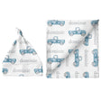 Sugar + Maple Large Blanket & Hat Set - Truck Blue - Tadpole