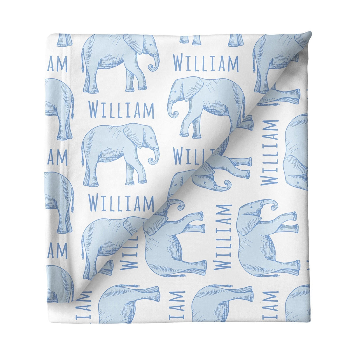 Sugar + Maple Large Stretchy Blanket - Elephant Blue - Tadpole