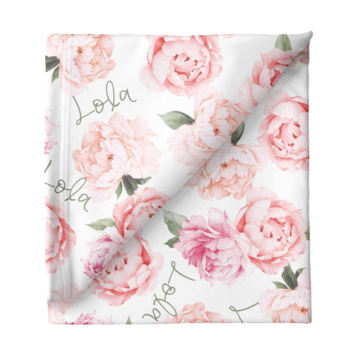 Sugar + Maple Large Stretchy Blanket - Peach Peony Blooms - Tadpole