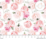 Sugar + Maple Large Stretchy Blanket - Peach Peony Blooms - Tadpole